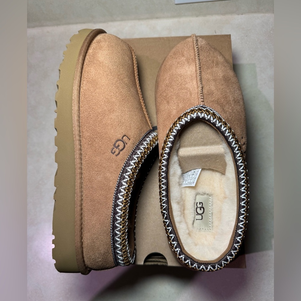 UGG Brown Suede Slippers with Plush Lining